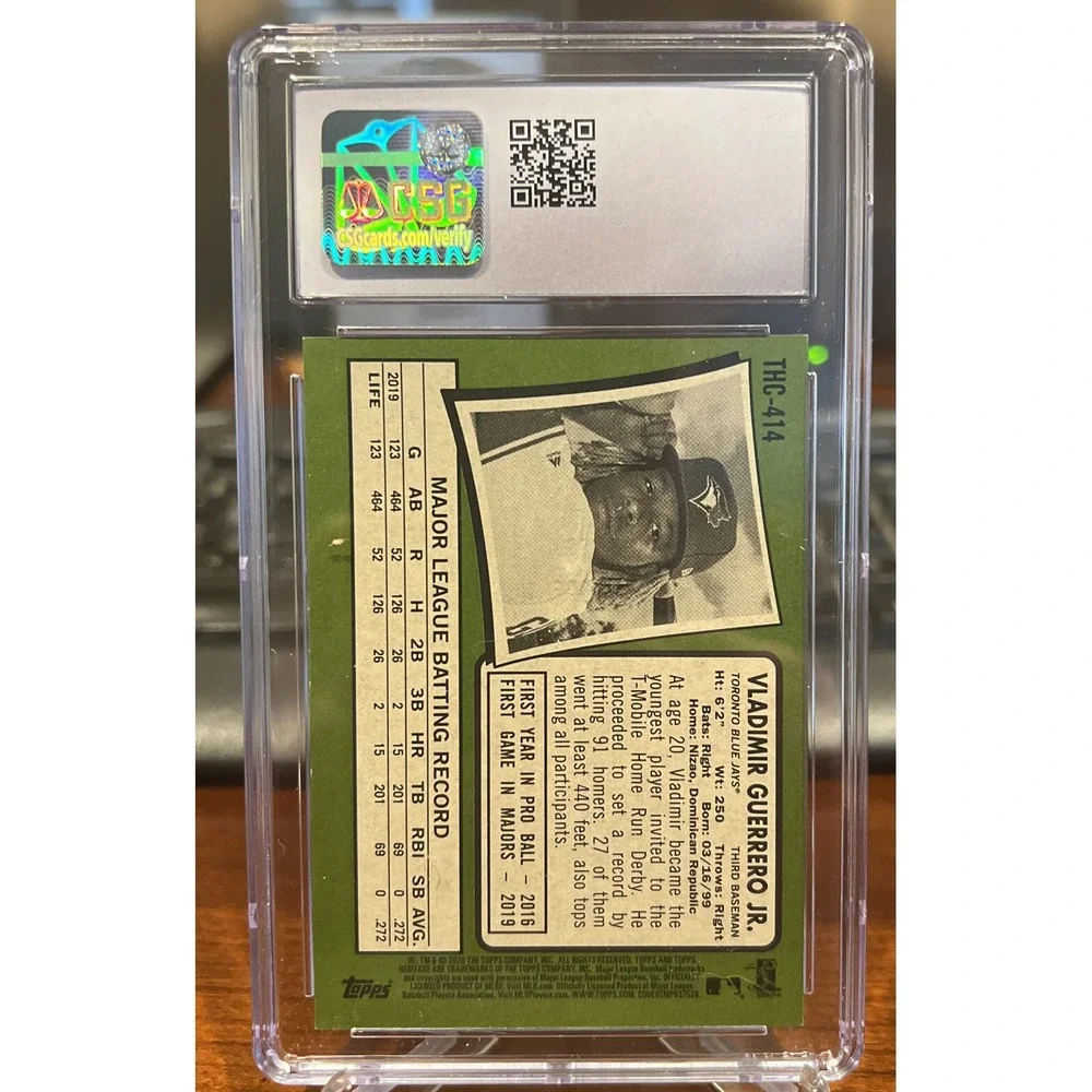 2020 TOPPS CHROME HERITAGE VLADIMIR GUERRERO JR PURPLE REFRACTOR THC-414 CSG 9.5